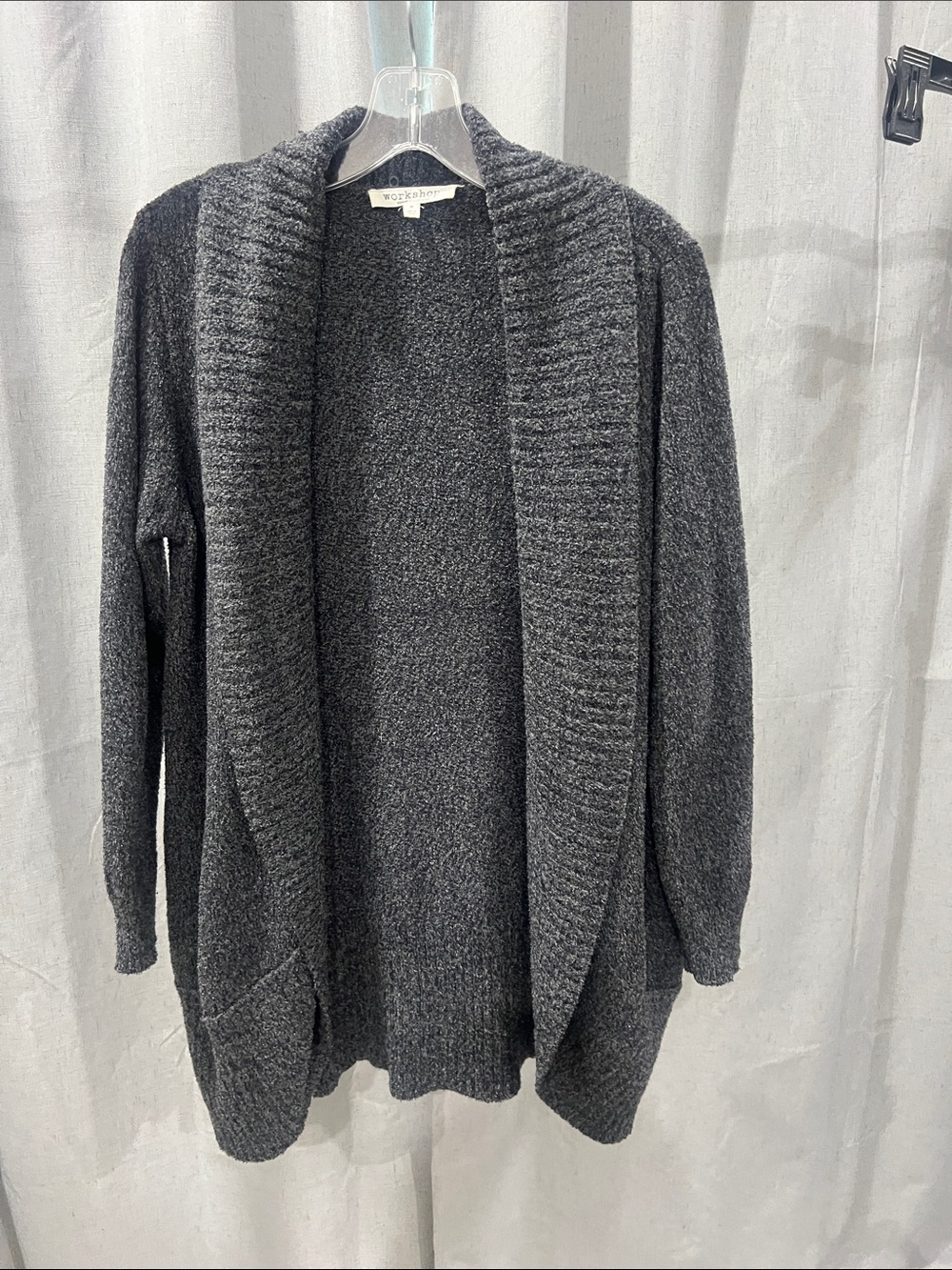 Workshop Republic Clothing Charcoal Gray Open-Front Shawl Cardigan